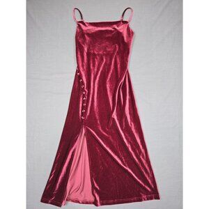 Skies Are Blue Deep Purple Velvet Maxi Dress Spaghetti Straps XS